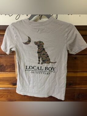 Local Boy Outfitters Kids Short Sleeve Tee - Cream with Camo Graphic